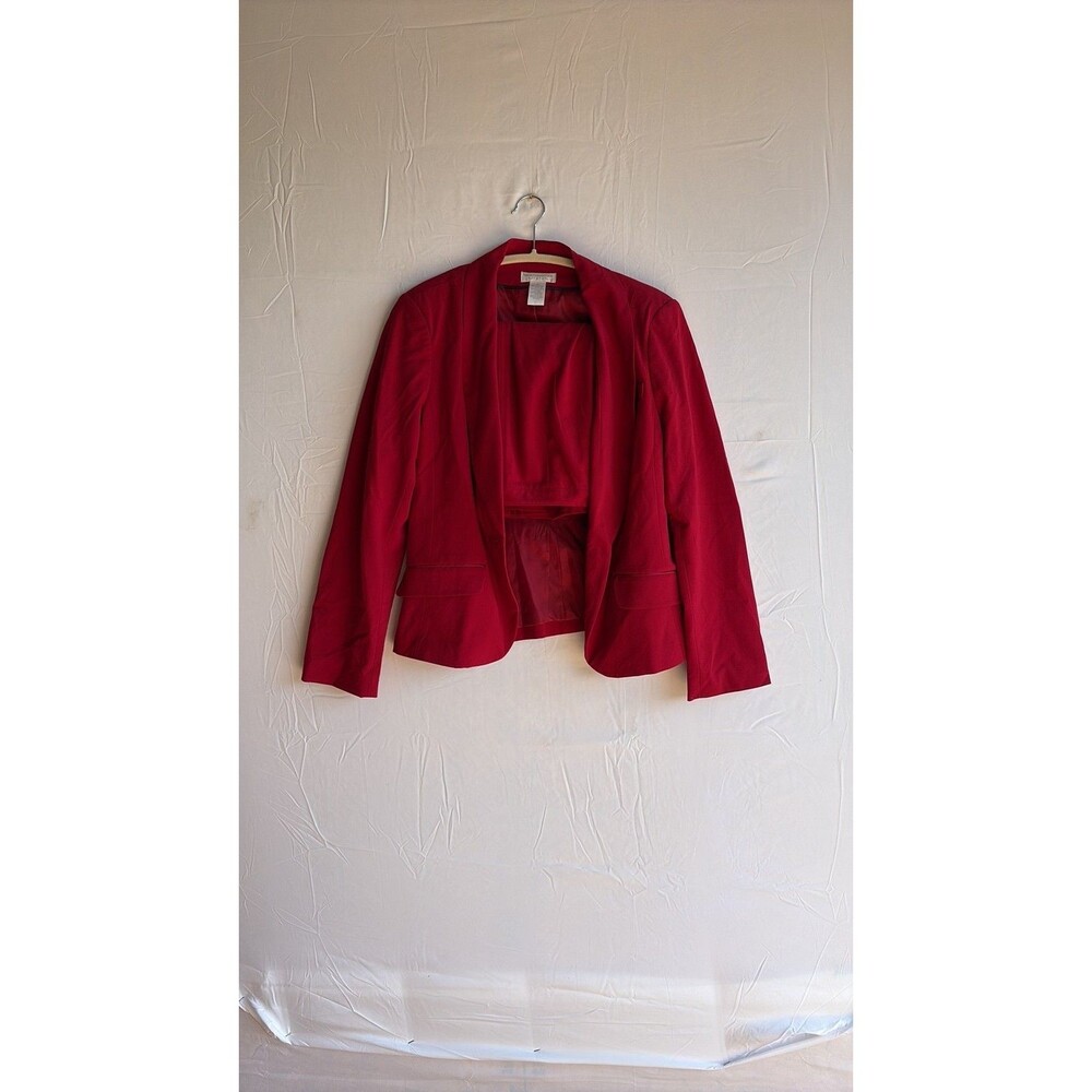 Worthington Red Stretch Blazer and Skirt Two-Piece Suit Set Size 12 Skirt size 8